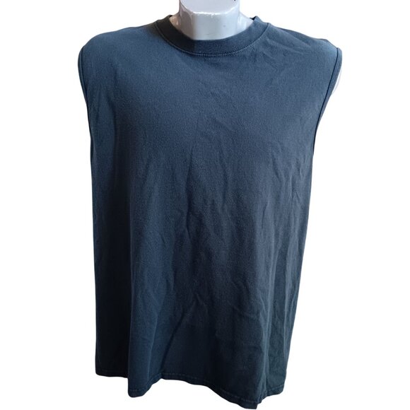 Vintage Large Sleeveless T-shirt Basic Editions 1990's Grunge Fade Black - Picture 2 of 5